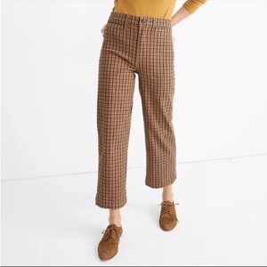 Madewell Slim-Emmett Wide Leg Crop Pants in Check